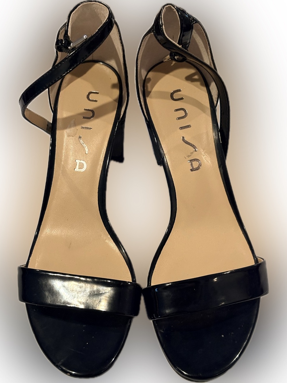 Unisa Black Patent Strappy Open-Toe Heels